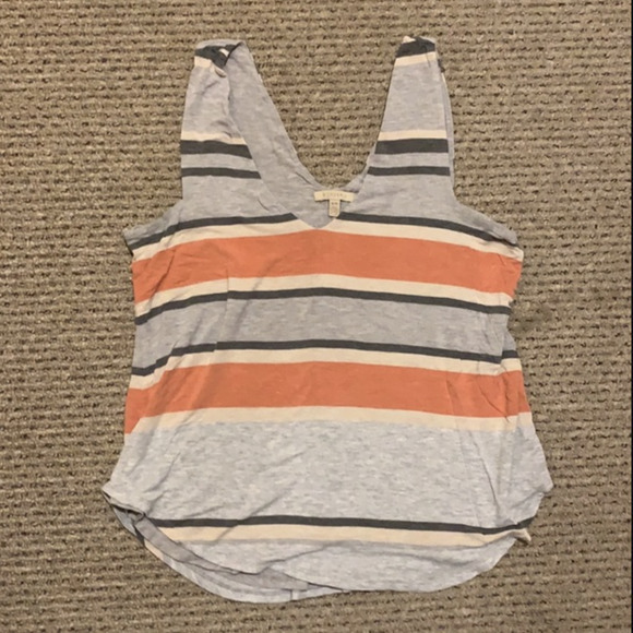 Anthropologie‎ Bordeaux Gray Orange Striped Sleeveless Tank - Picture 5 of 8